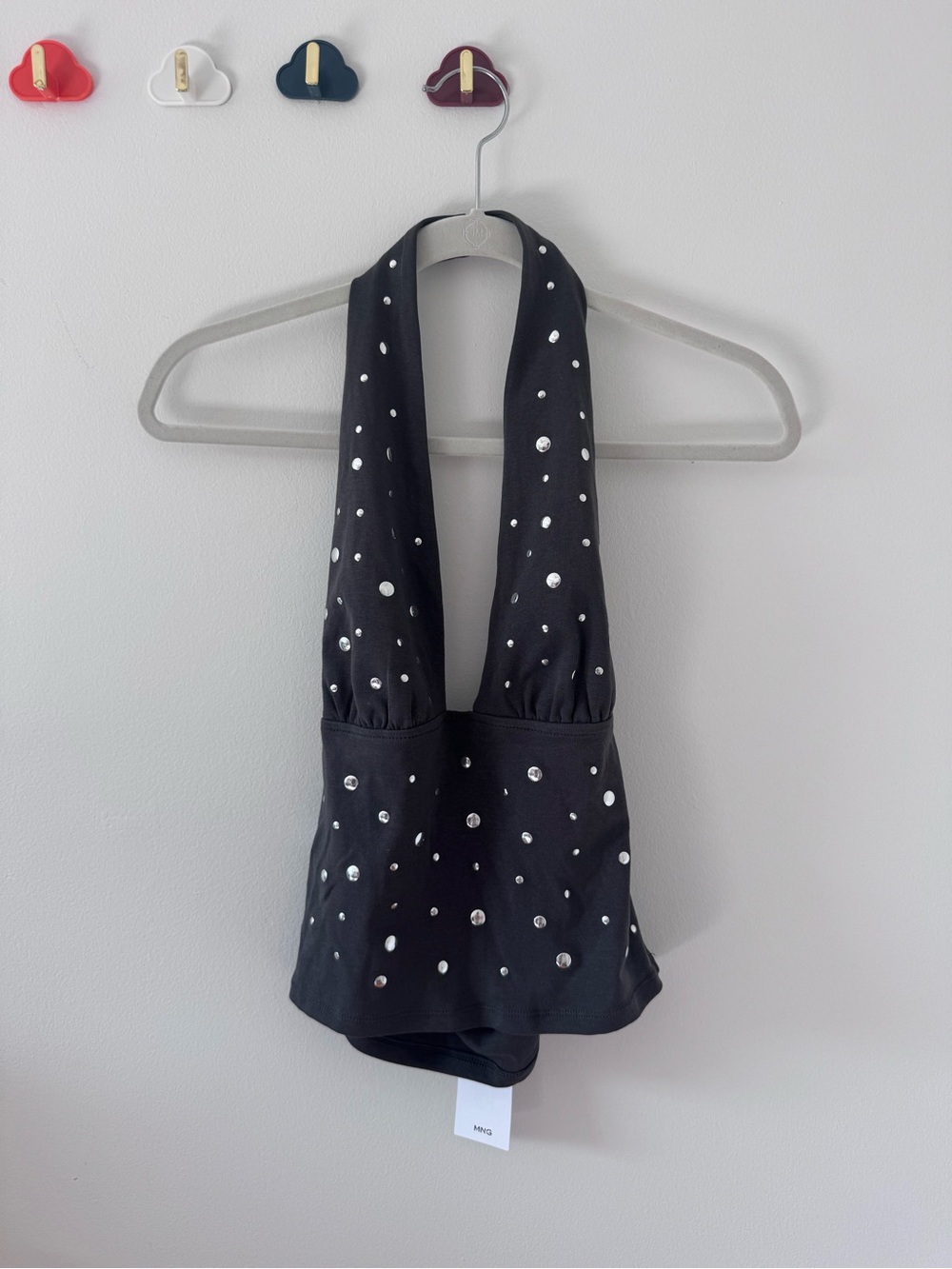 Mango Black Halter Camisole with Silver Studs